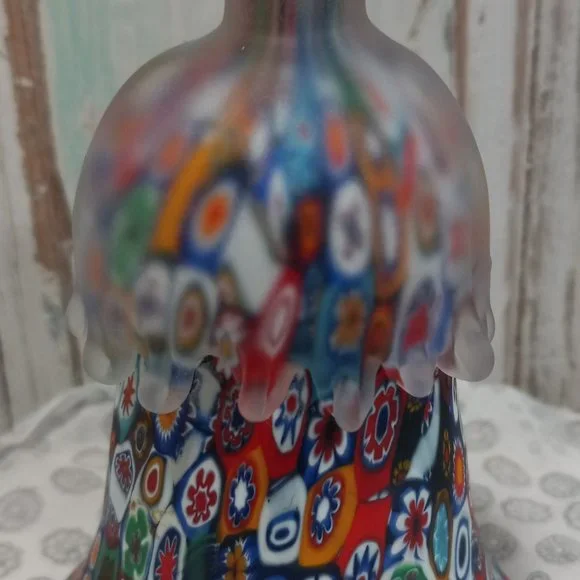Vintage Murano Millefiori & Frosted Glass Bell